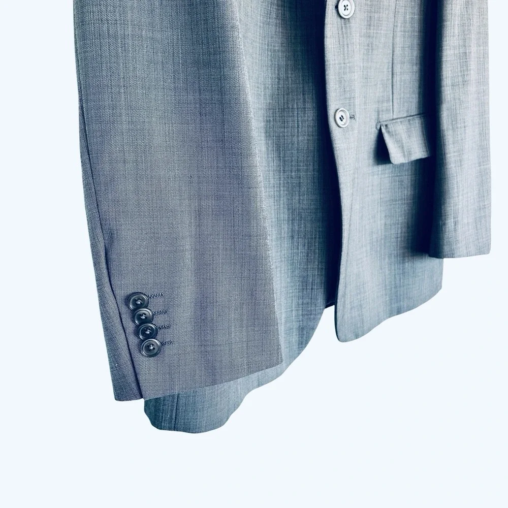 Tiglio Blazer 46R Gray Textured Italian Super 150s Wool Sport Coat Double Vent